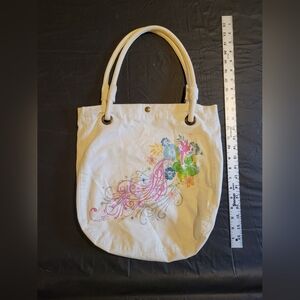 Disney Floral Embroidered Cream Tote Bag